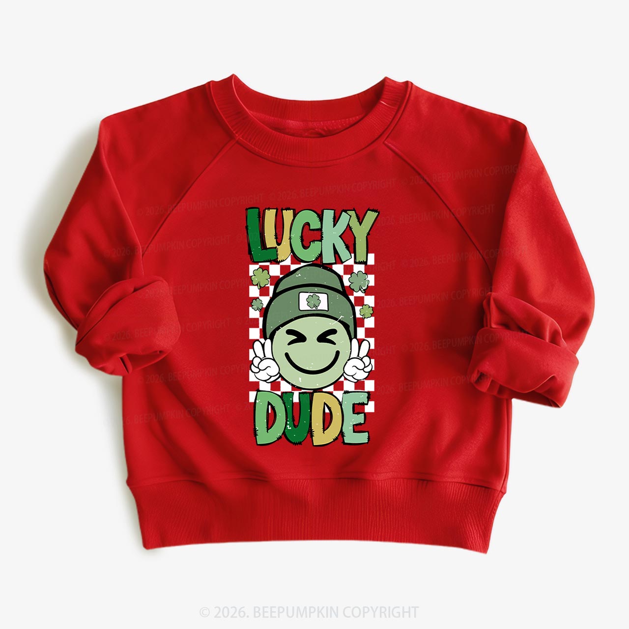 Retro Lucky Dude St.Patricks Day Kids Sweatshirt