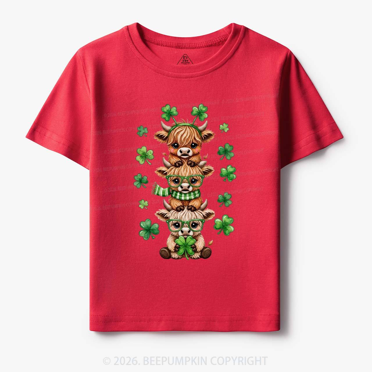Highland Cow St. Patrick's Day Toddler&Kid's Tees Beepumpkin