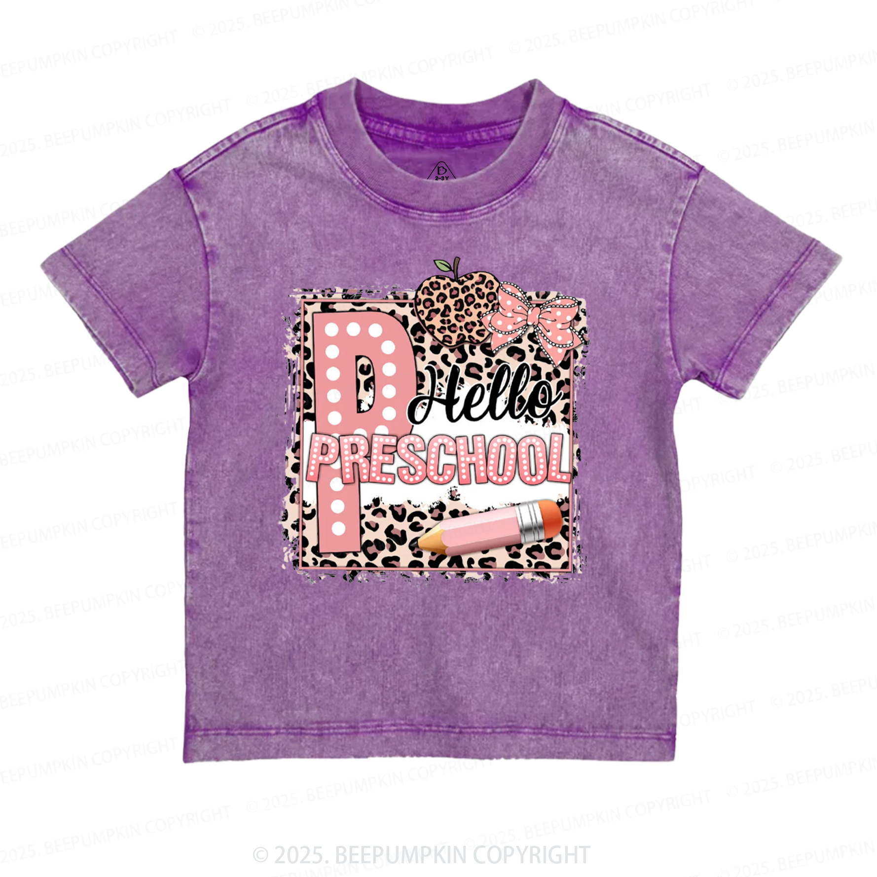Personalized Leopard Grade Back To School Toddler&Kids Washed Tees
