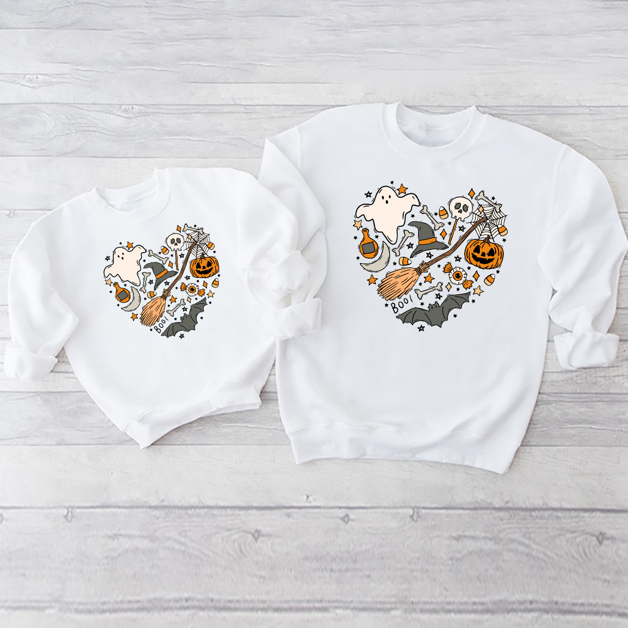 Happy Halloween Heart Doodles Sweatshirt For Family