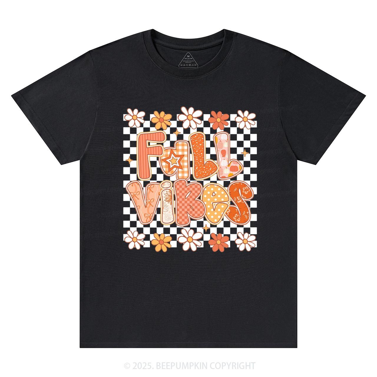 Floral Fall Checkered T-Shirts Beepumpkin