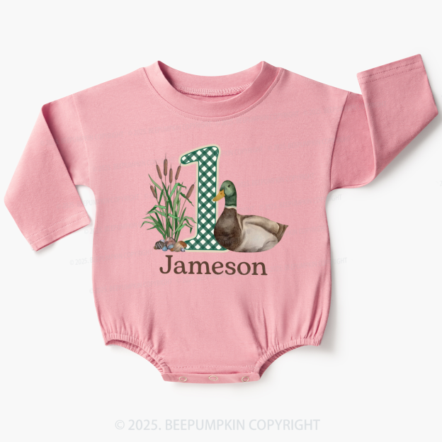 One Mallard Duck Birthday Baby Bubble Romper Beepumpkin