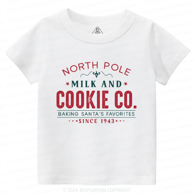 North Pole Milk And Cookie Company Christmas Toddler&Kids Tees 