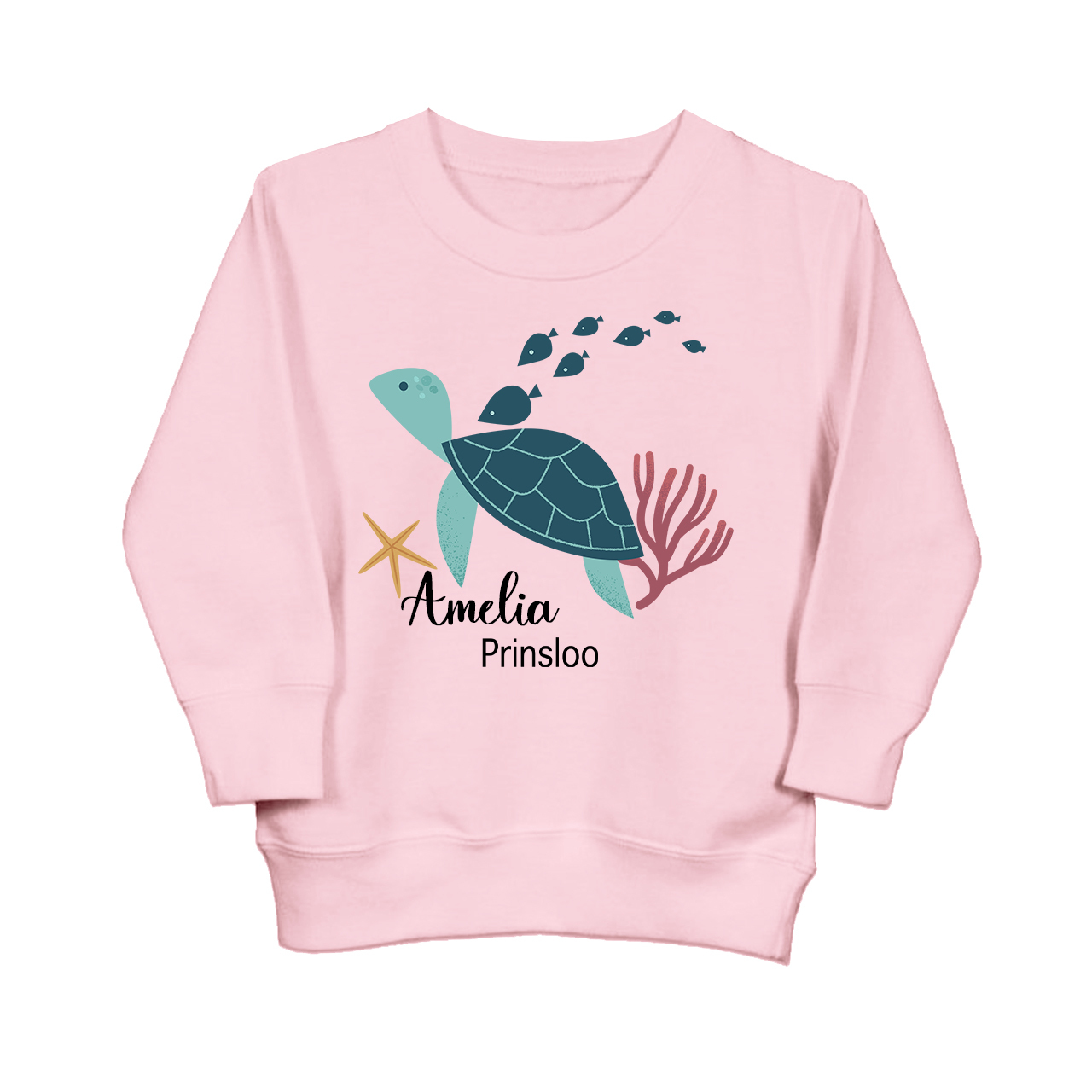 Personalized Turtle And Starfish Kids Sweatshirt