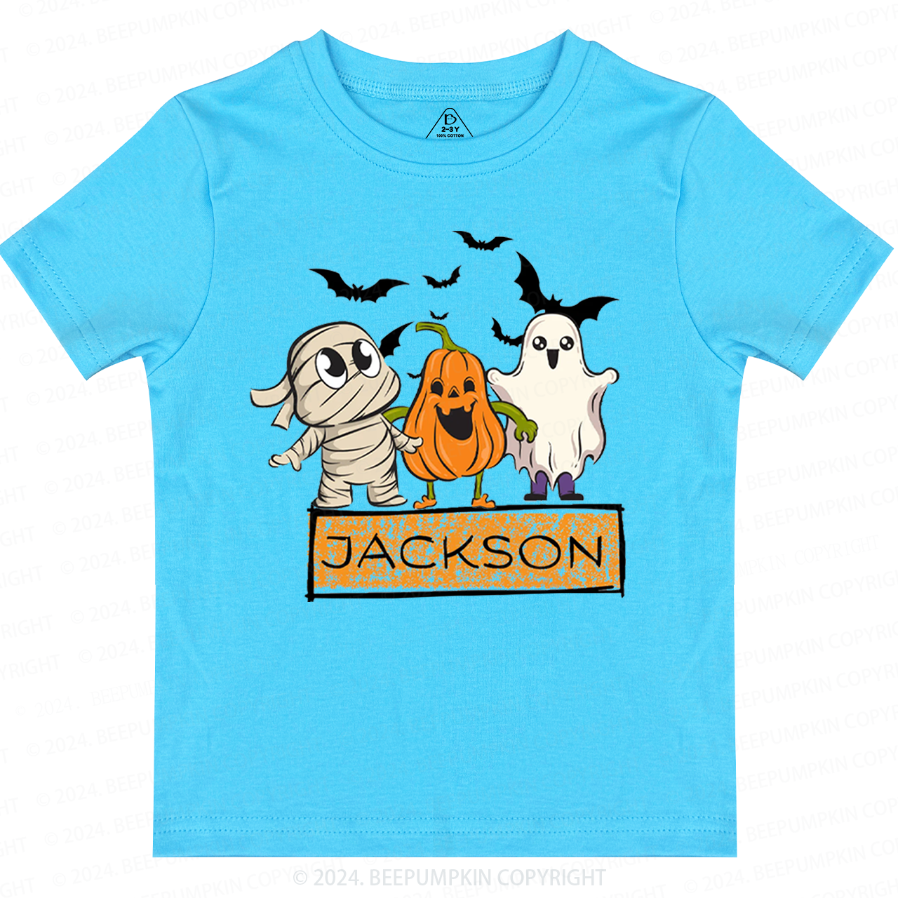 Personalized Name Halloween Bandage Ghost Toddler&Kids Tees 