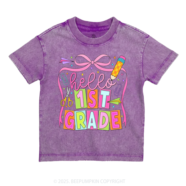 Hello 1st Grade Toddler&Kids Washed Tees
