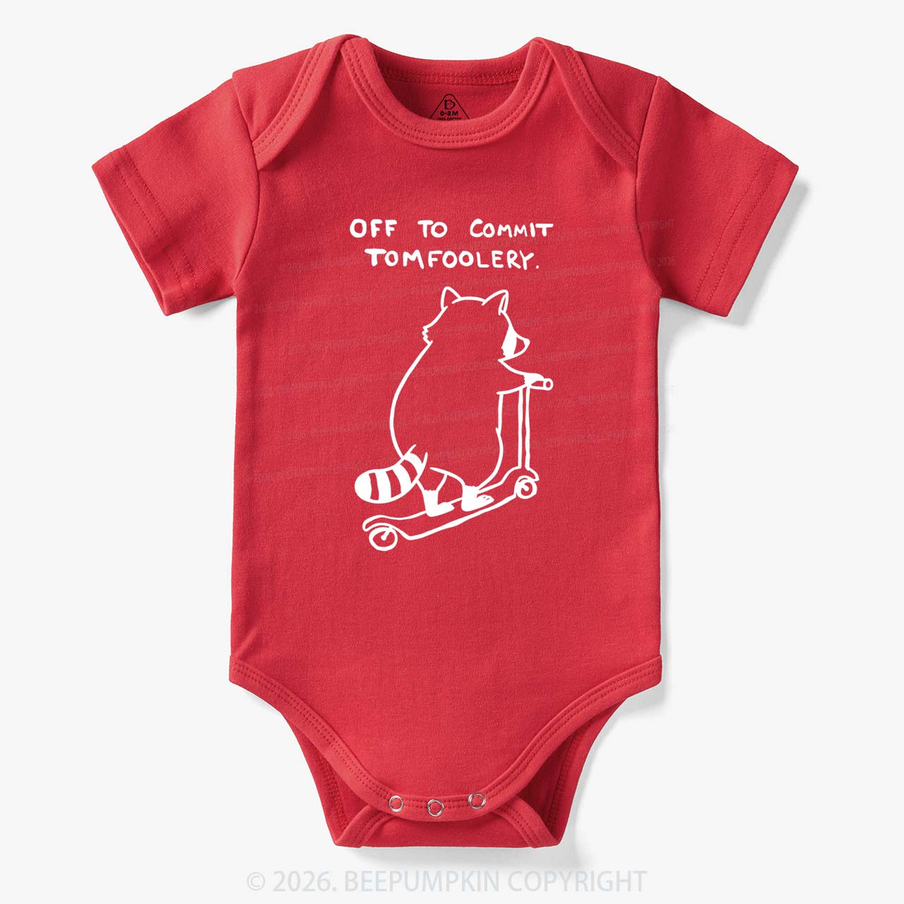 Off To Commit Tom Foolery Silly Raccoon Bodysuit