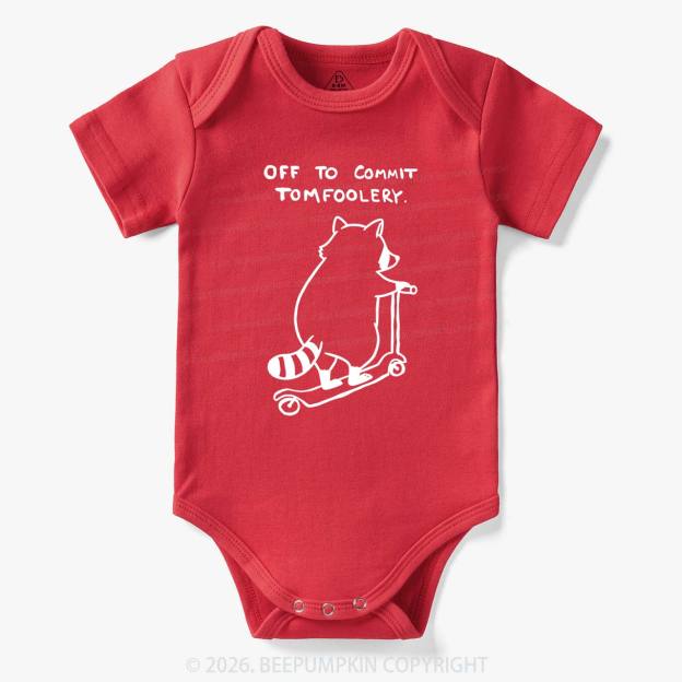 Off To Commit Tom Foolery Silly Raccoon Bodysuit