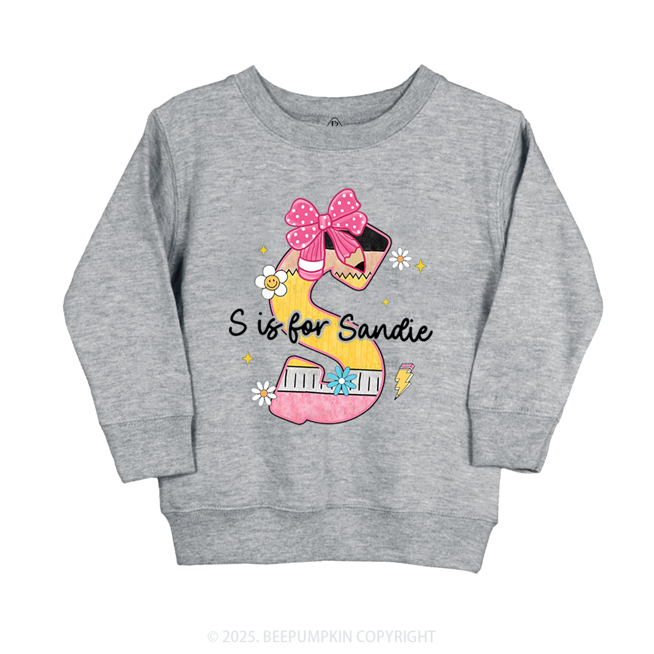 Personalized Pencil Bow Name Kid's Sweatshirt