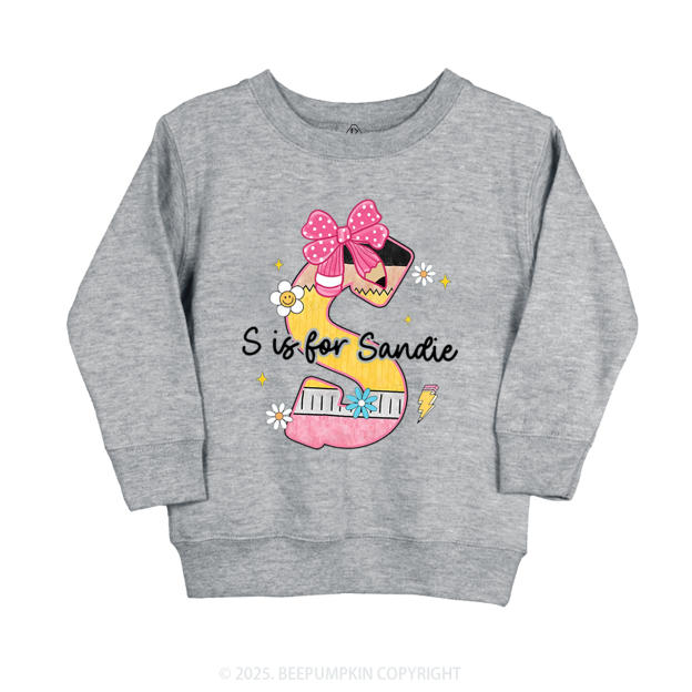 Personalized Pencil Bow Name Kid's Sweatshirt