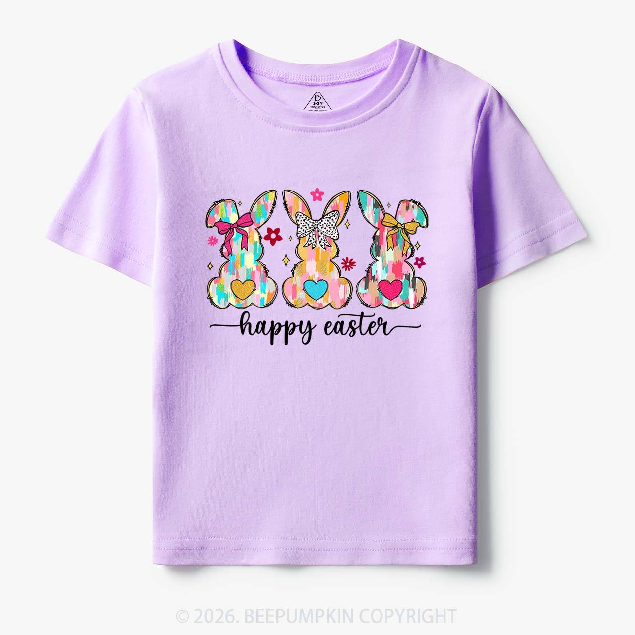 Pastel Brush Happy Easter Bunnie Toddler&Kid's Tees