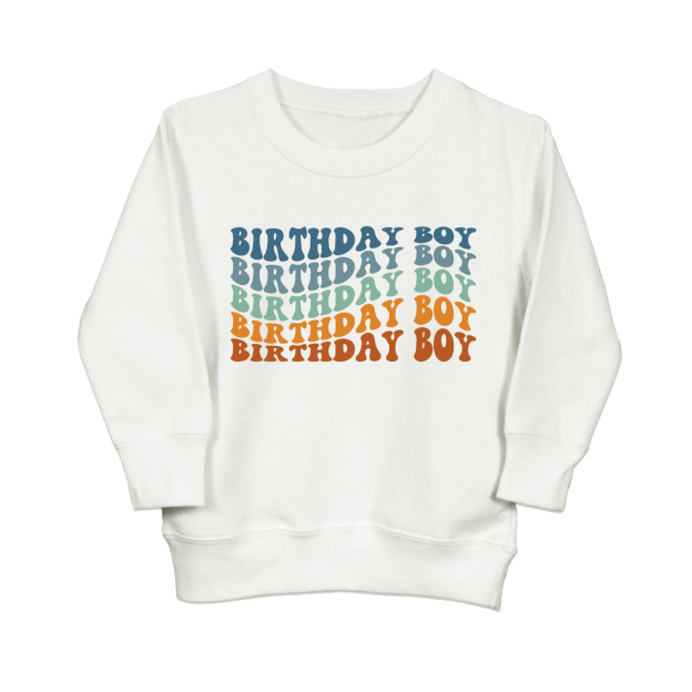 Wavy Letters Boys Birthday Kids Sweatshirt