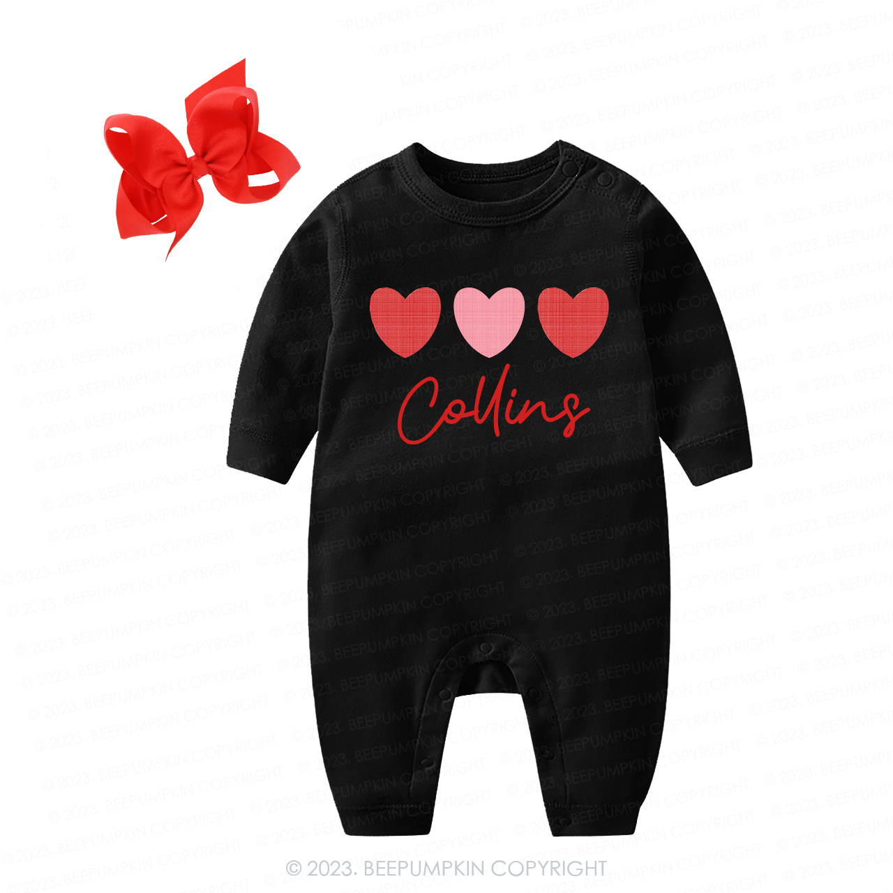 Personalized Plaid Heart Valentine's Day Baby Coming Home Outfit