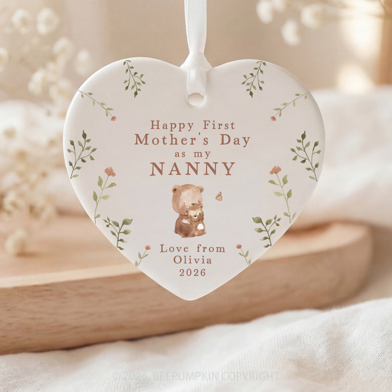 Personalised First Mother's Day Bear Ornament Beepumpkin