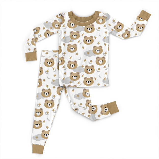 Starry Bear Dreams Two-Piece Pajama Set For Kids