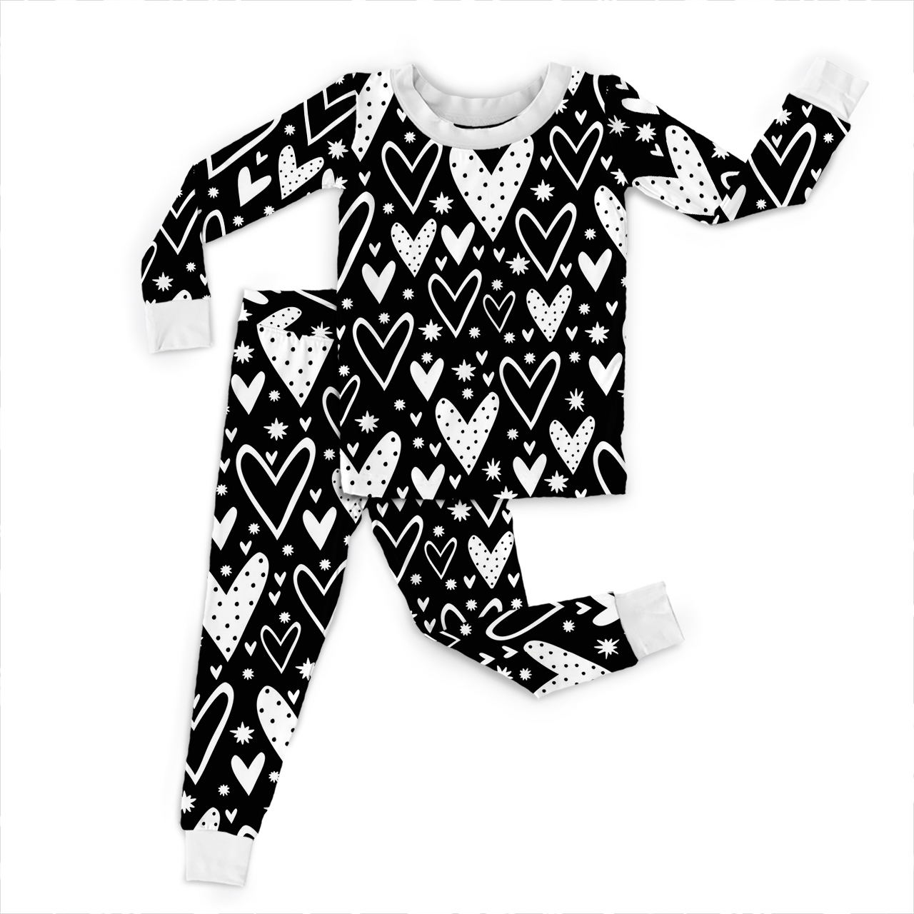 Midnight Hearts Two-Piece Pajama Set For Kids
