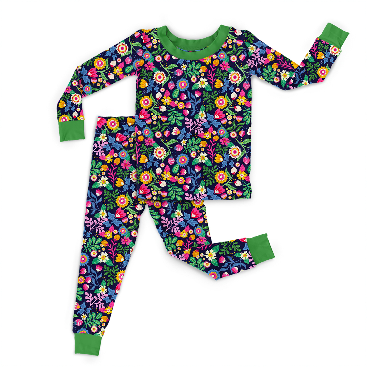 Magical Flower Garden Two-Piece Pajama Set For Kids
