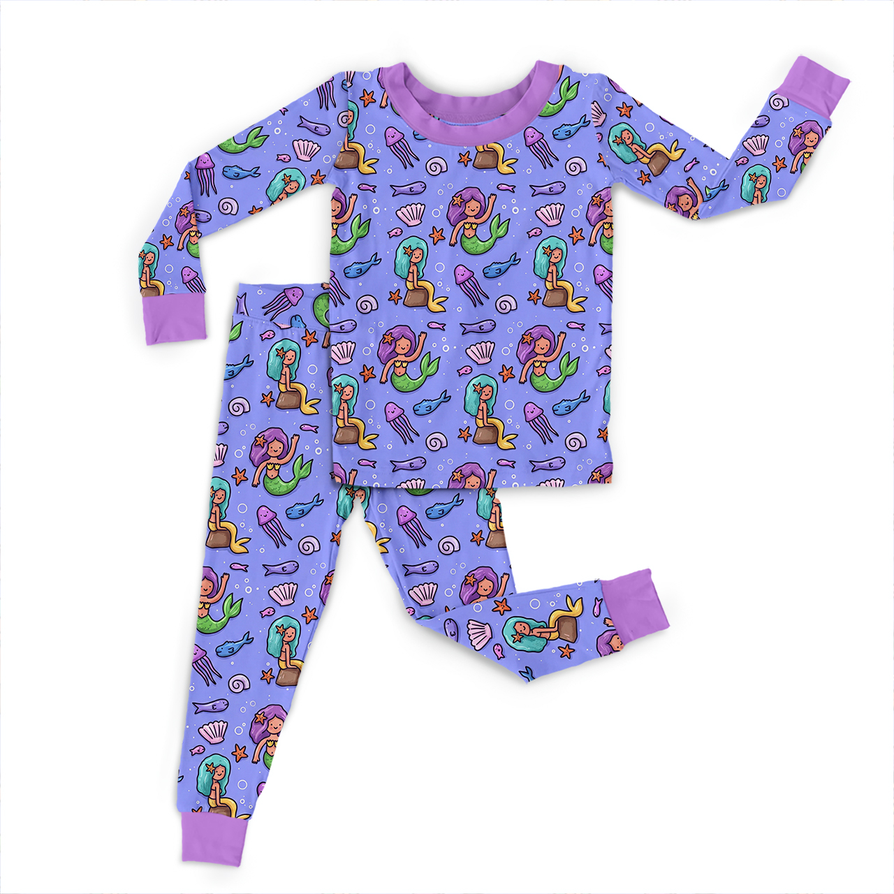 Magical Mermaid Two-Piece Pajama Set For Kids