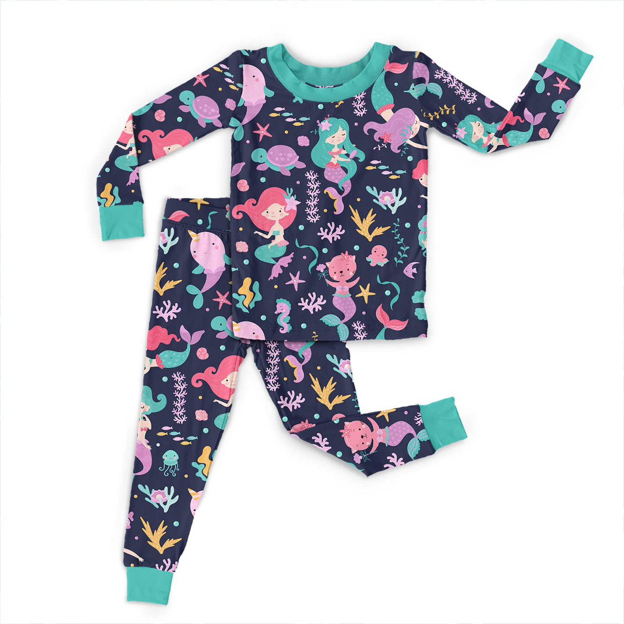 Magical Sea Mermaid Two-Piece Pajama Set For Kids