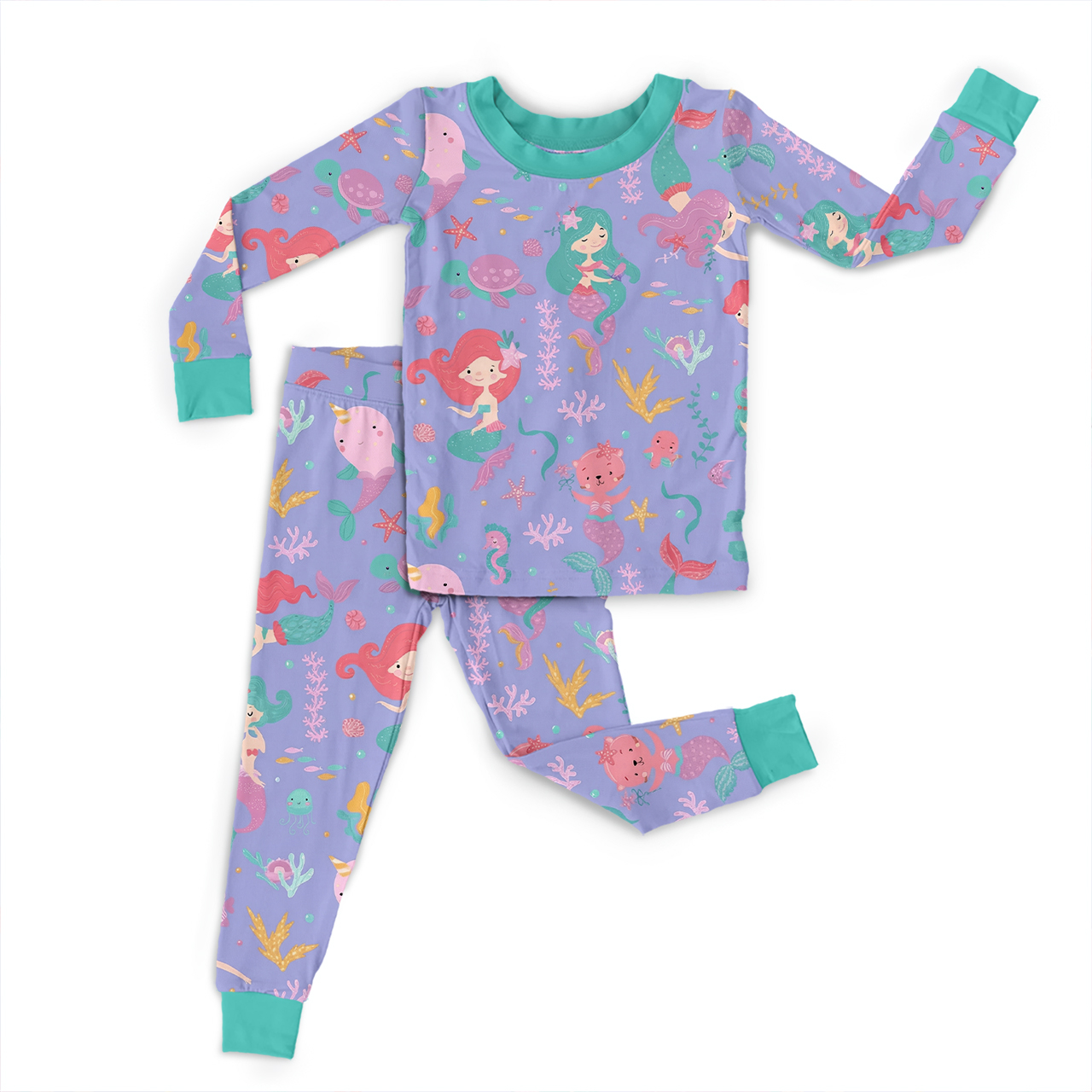 Mermaid Dreamland Two-Piece Pajama Set For Kids