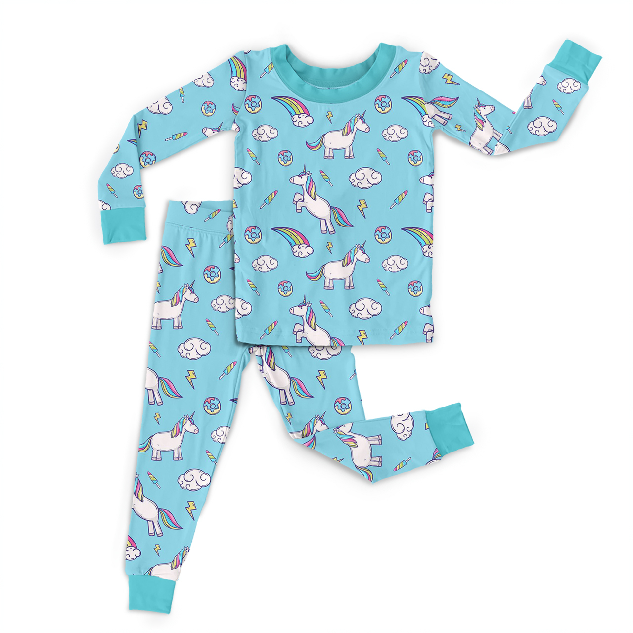 Rainbow Unicorn Two-Piece Pajama Set For Kids