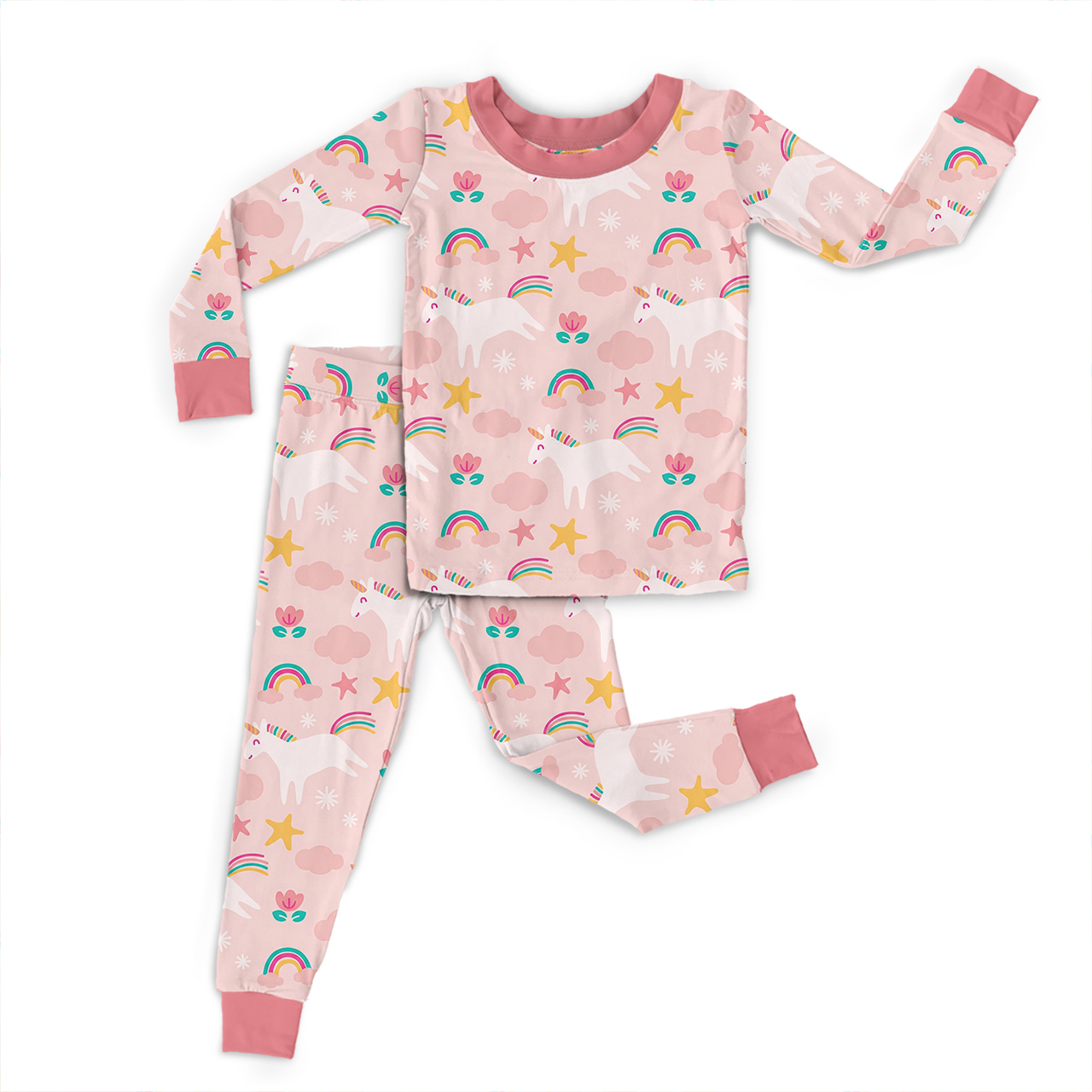 Moonlight Unicorn Two-Piece Pajama Set For Kids