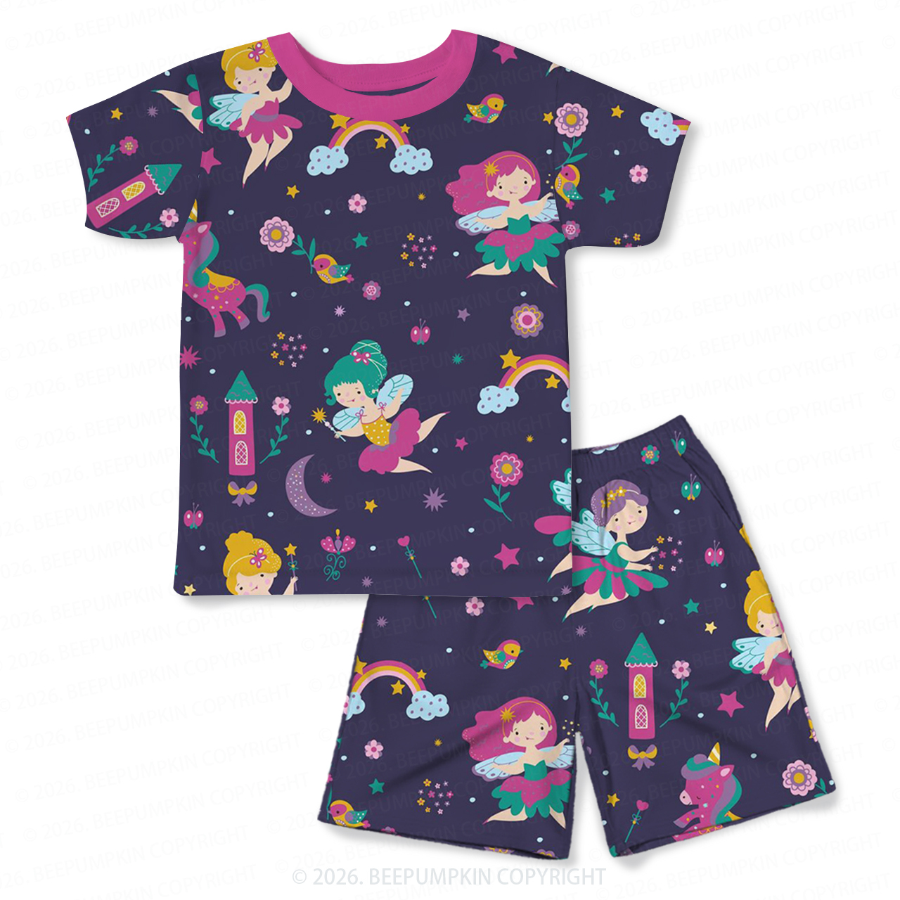 Fairyland Dreams Two-Piece Pajama Short Sets For Toddler&Kids