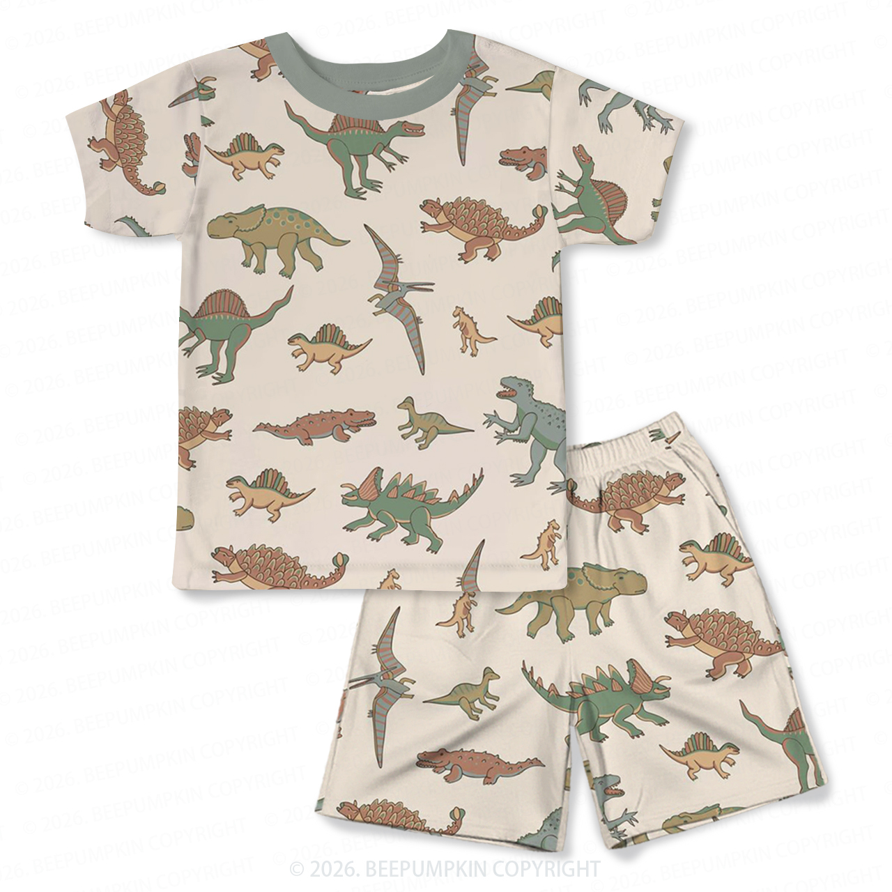 Dinosaur Dreamland Two-Piece Pajama Short Sets For Toddler&Kids
