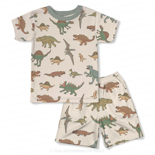 Dinosaur Dreamland Two-Piece Pajama Short Sets For Toddler&Kids