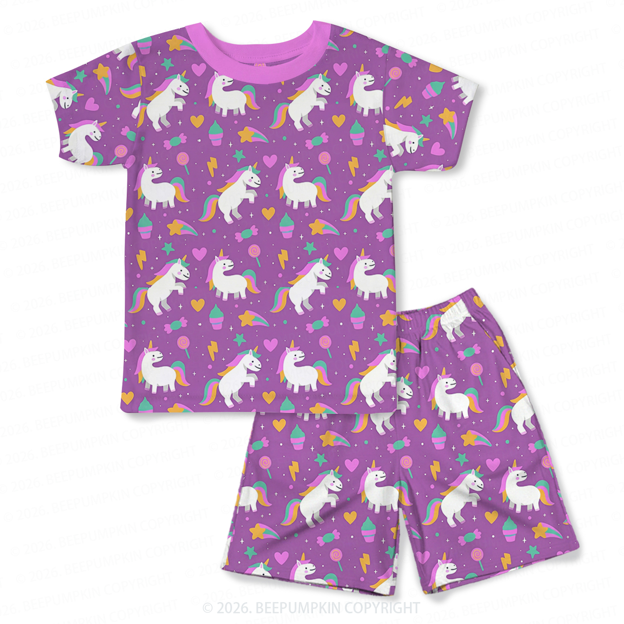 Magical Unicorn Mermaid Two-Piece Pajama Short Sets For Toddler&Kids