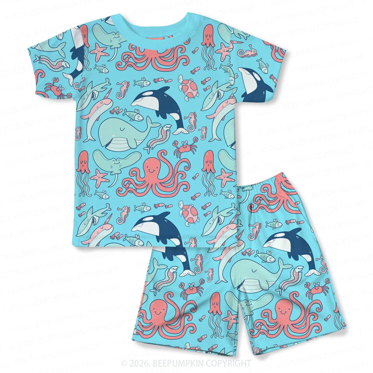 Sea Adventure Two-Piece Pajama Short Sets For Toddler&Kids