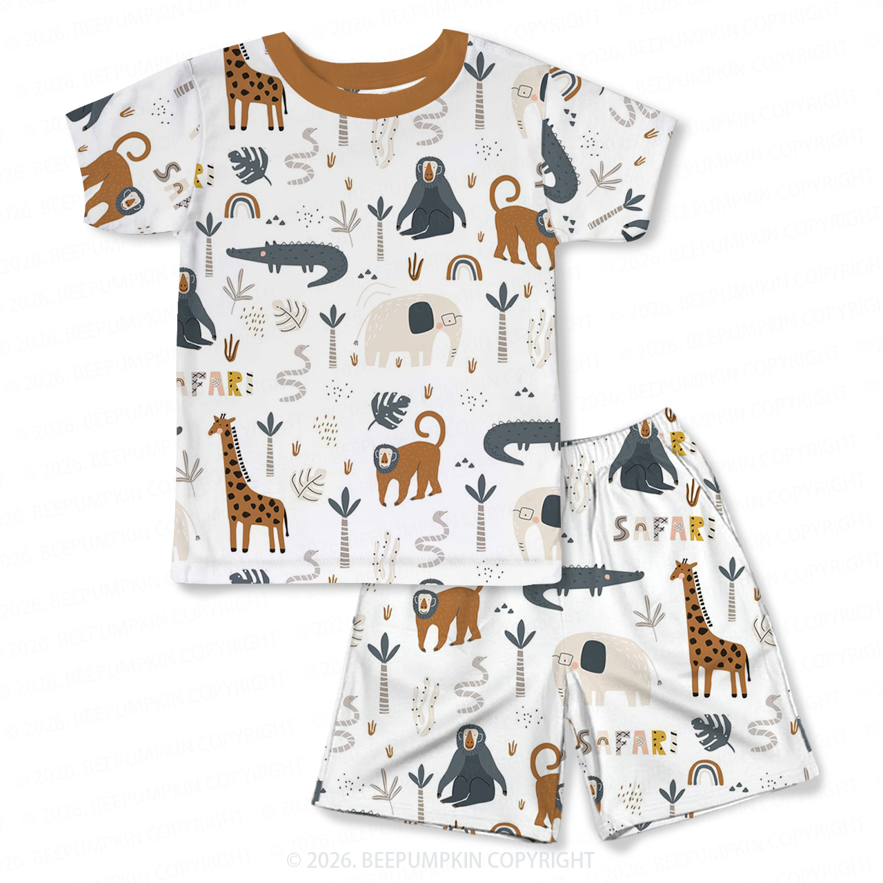 Safari Dreams Two-Piece Pajama Short Sets For Toddler&Kids