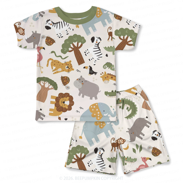 Wild Safari Dreams Two-Piece Pajama Short Sets For Toddler&Kids