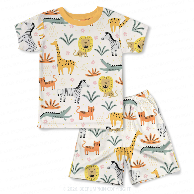 Sunny Safari Two-Piece Pajama Short Sets For Toddler&Kids