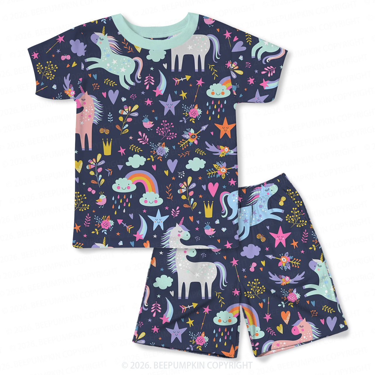 Starlight Unicorn Two-Piece Pajama Short Sets For Toddler&Kids