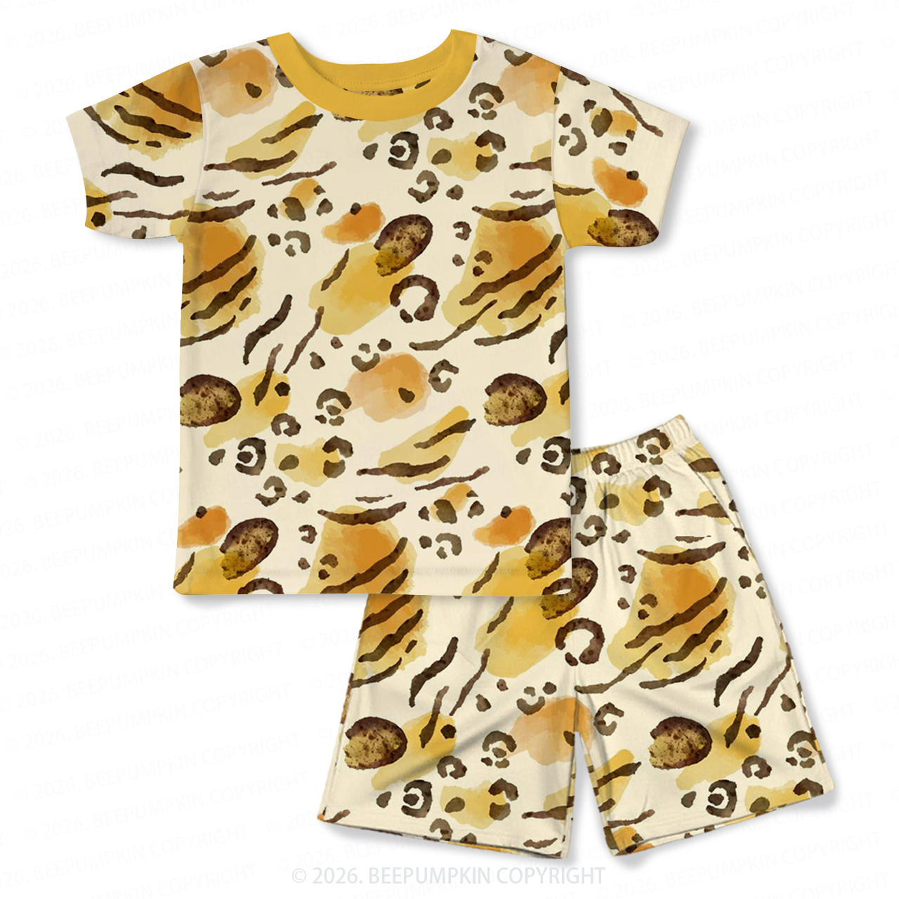 Little Leopard Two-Piece Pajama Short Sets For Toddler&Kids
