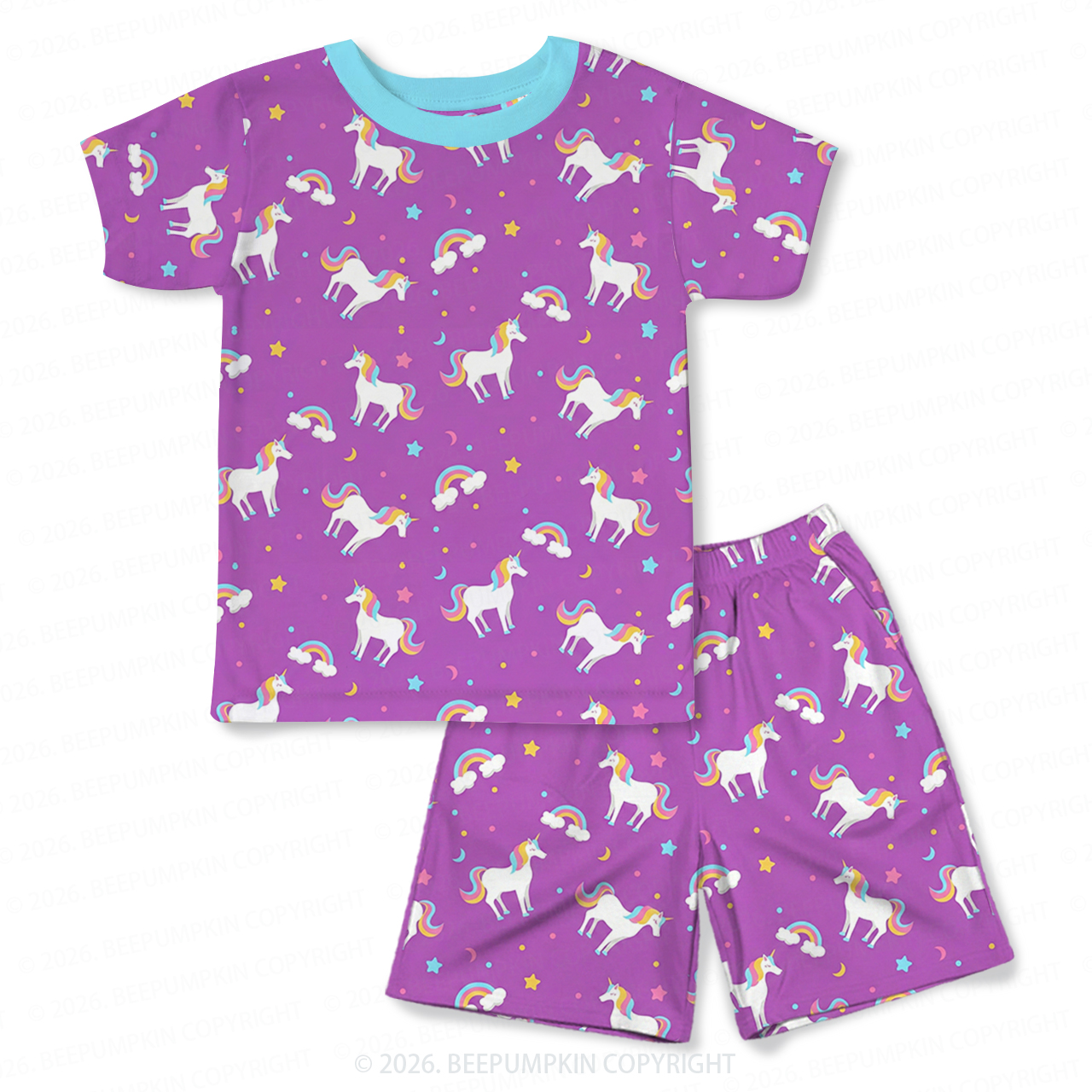 Unicorn Dreamland Two-Piece Pajama Short Sets For Toddler&Kids