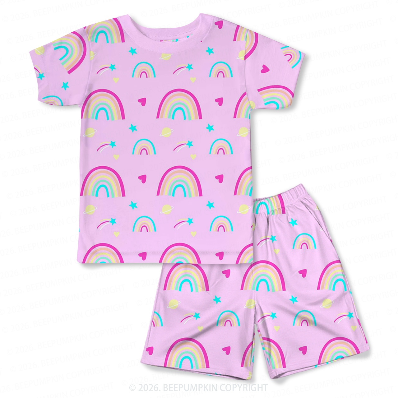 Rainbow Magic Two-Piece Pajama Short Sets For Toddler&Kids