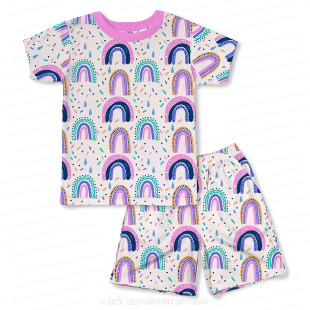 Rainbow Joy Two-Piece Pajama Short Sets For Toddler&Kids