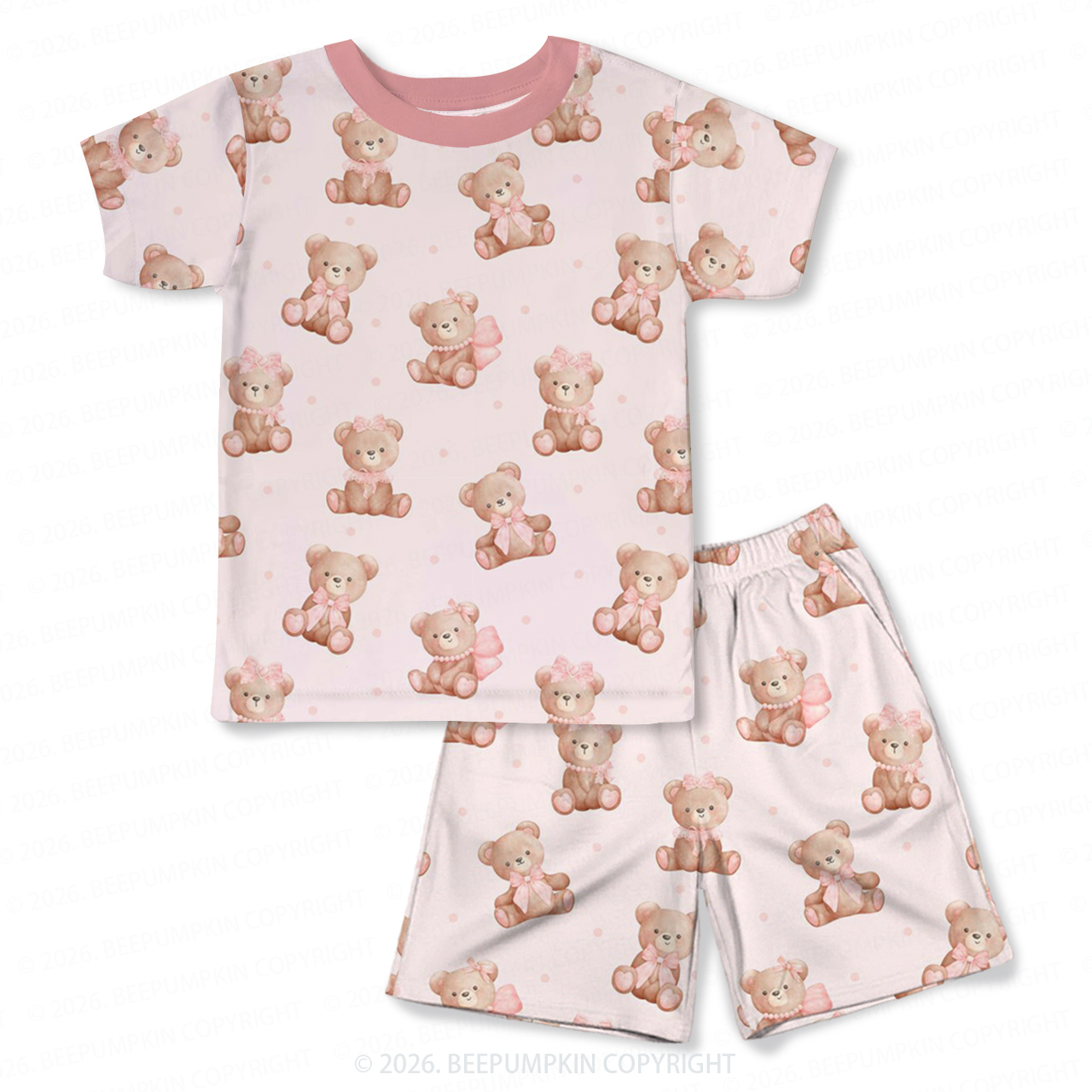 Sweet Bear Two-Piece Pajama Short Sets For Toddler&Kids