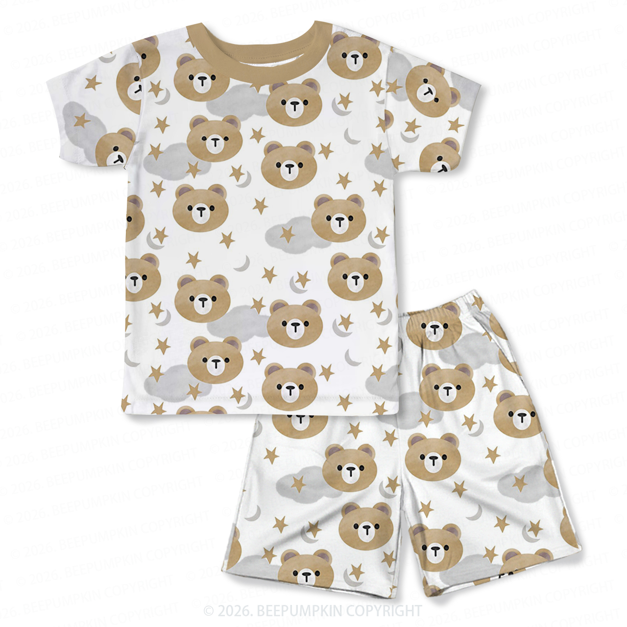 Starry Bear Dreams Two-Piece Pajama Short Sets For Toddler&Kids