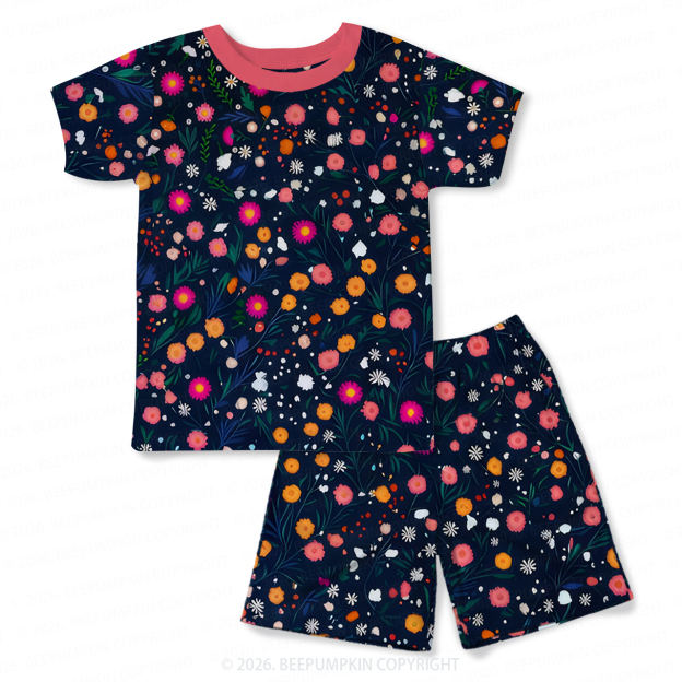 Midnight Garden Two-Piece Pajama Short Sets For Toddler&Kids