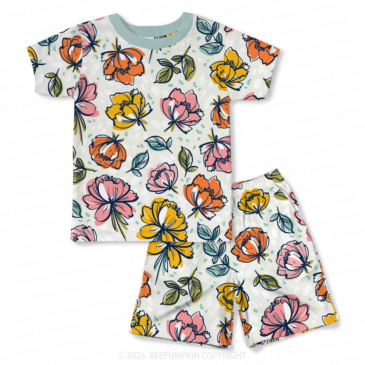 Spring Sunny Garden Two-Piece Pajama Short Sets For Toddler&Kids