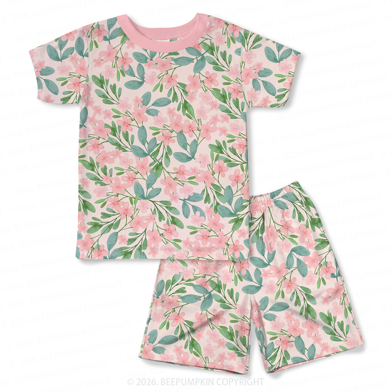 Spring Garden Two-Piece Pajama Short Sets For Toddler&Kids