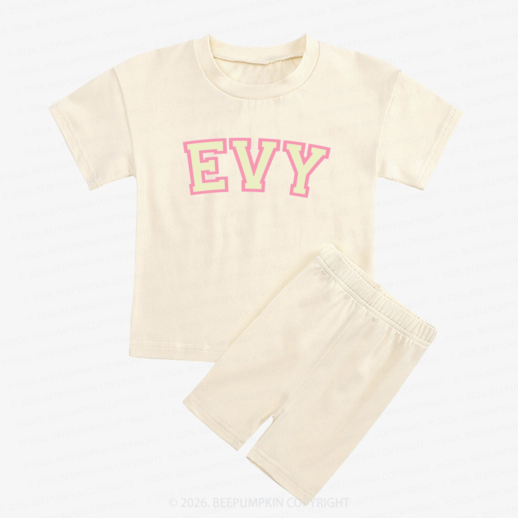 Personalized Name Kids Biker Shorts&Tee