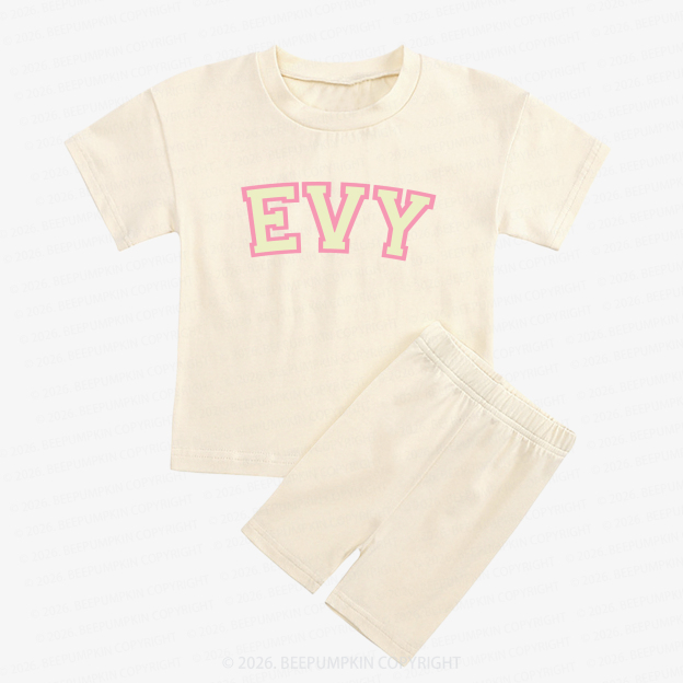 Personalized Name Kids Biker Shorts&Tee
