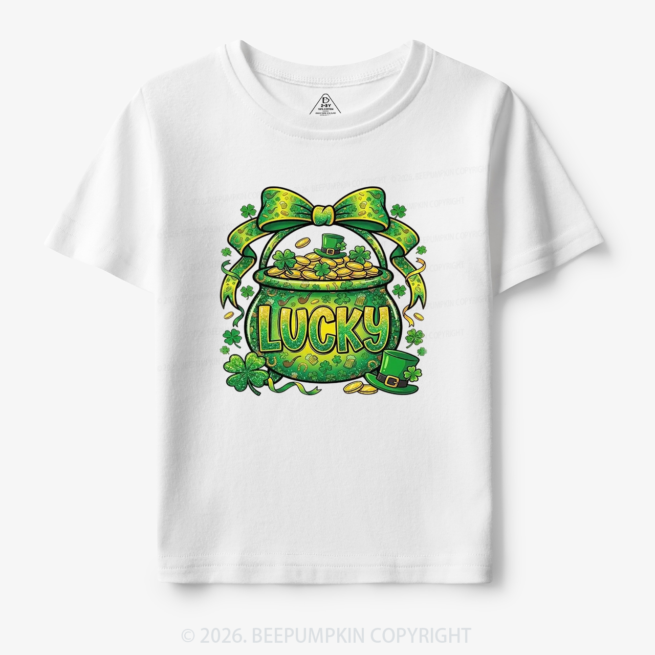 Lucky Shamrock Coquette St. Patrick's Day Toddler&Kid's Tees Beepumpkin