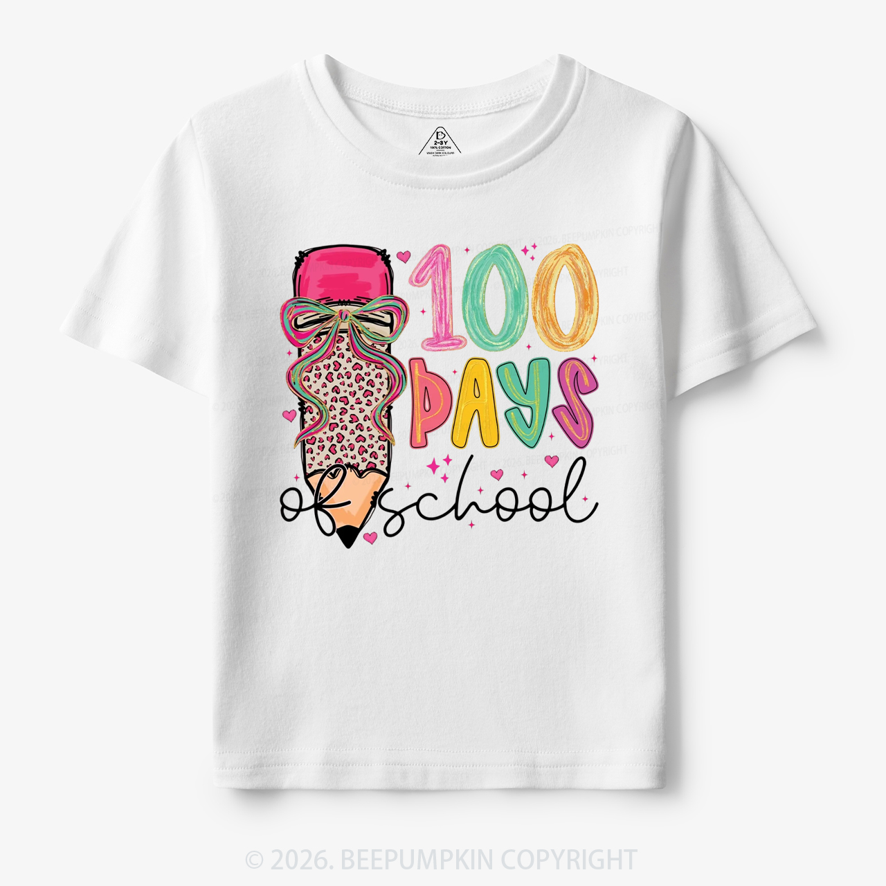 Bow Pencil 100 Days Of  School  Edition Toddler&Kid's Tees