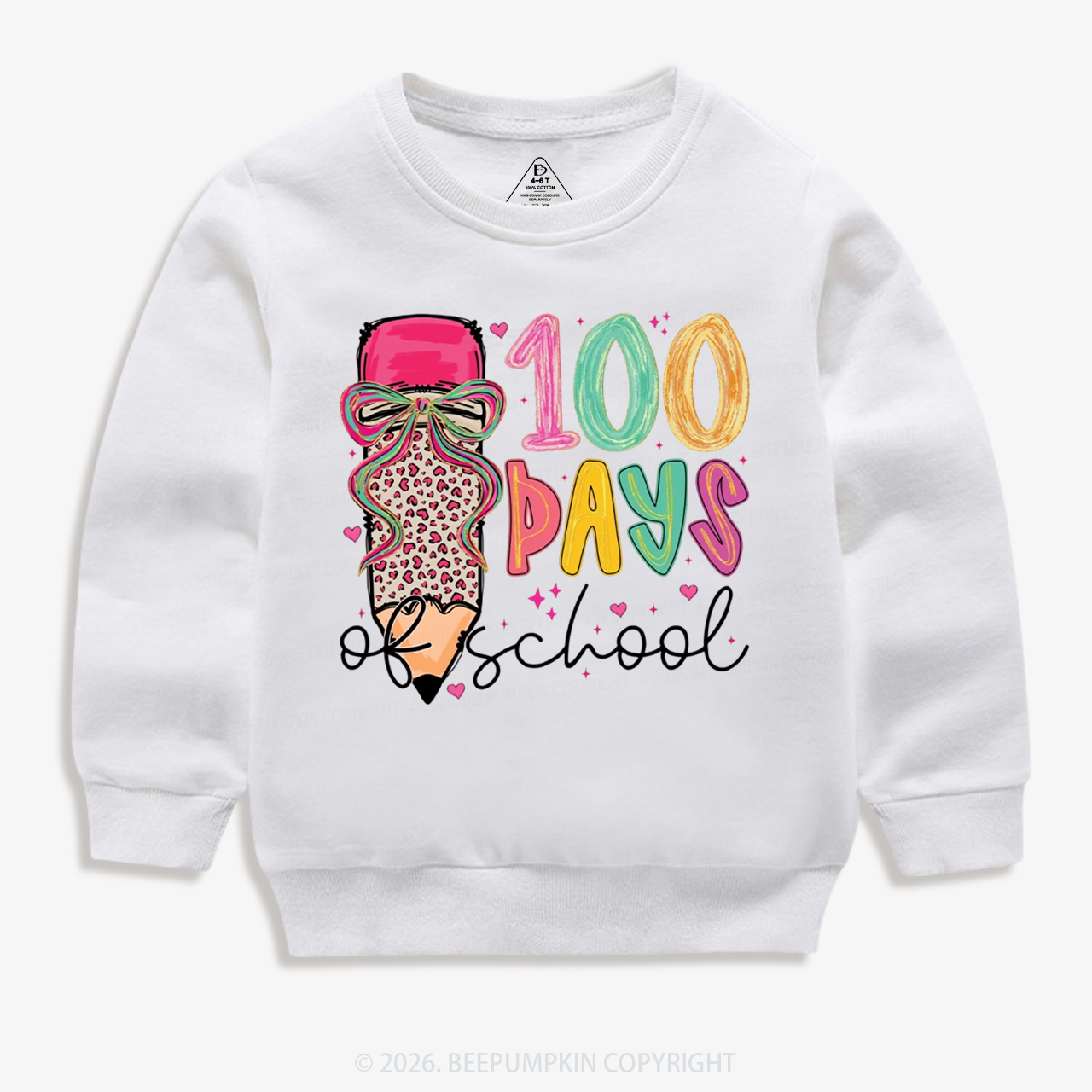 Bow Pencil 100 Days Of  School  Edition Toddler&Kid's Sweatshirt