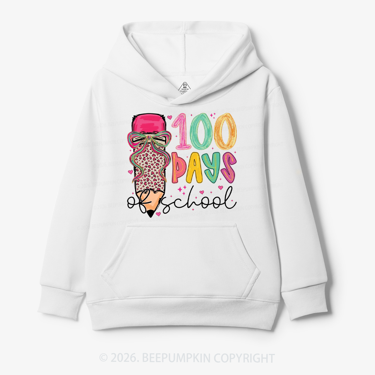 Bow Pencil 100 Days Of  School  Edition Toddler&Kid's Hoodies